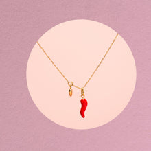 Load image into Gallery viewer, Necklace red chili  heart plain