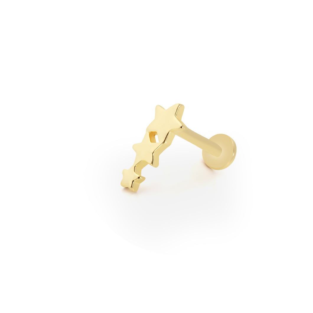 Stars Climber Solid Gold Threaded Piercing Earring