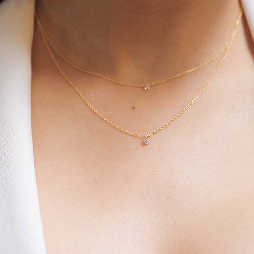 Gaby Pierced Diamond 0.10 Necklace (Yellow Gold)