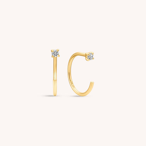 Baby Diamond Open Huggie Earrings