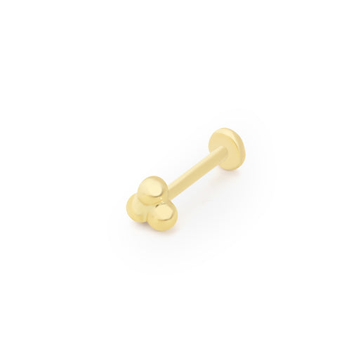 Trio Dots Solid Gold Threaded Piercing Earring