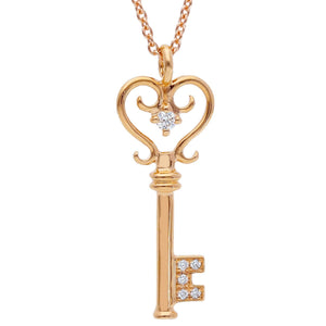 Diamond Key Pink Gold Necklace Size M