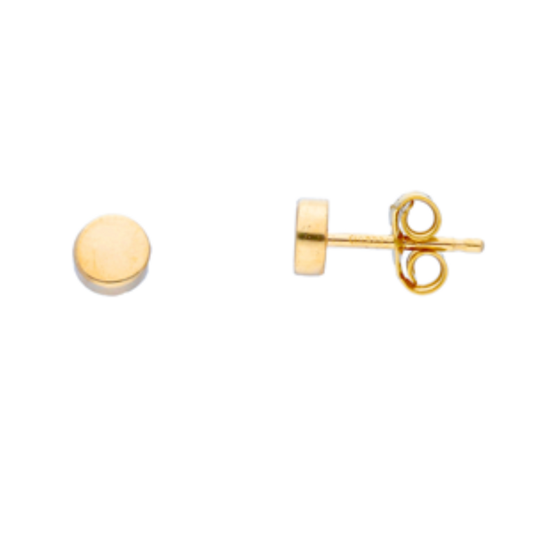 5mm Circle Yellow Gold Stud Earrings