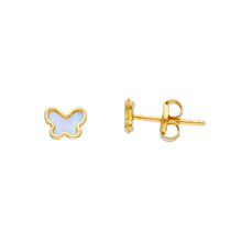 Load image into Gallery viewer, Kids stud earrings White butterfly YG