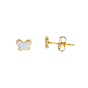 Kids stud earrings White butterfly YG