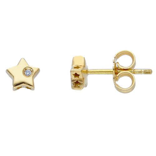 Diamond Star Yellow Gold Earrings