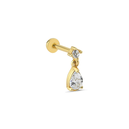 XL Diamond droplet Threaded Piercing Earring