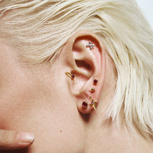 Load image into Gallery viewer, DOJA | Lab Grown Diamond &amp; Ruby Dangle Cross Threaded Flatback
