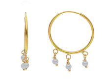 Load image into Gallery viewer, Medium Gold Hoops with Pearls