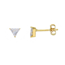 Load image into Gallery viewer, Lotus Triangle Zirconia Stud Earrings