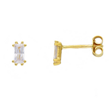 Load image into Gallery viewer, Lotus Rectangle Zirconia Stud Earrings