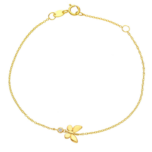 Bracelet mini Butterfly Zirconia Yellow gold