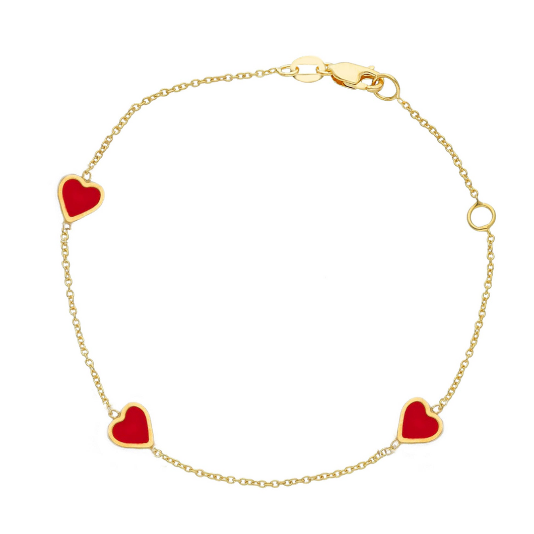 Tiny Red Hearts Bracelet