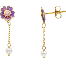 Load image into Gallery viewer, Phoebe Flower and Pearl Droplet Earrings