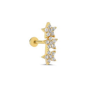 Super Stars Diamond Solid Gold Threaded Piercing Earring