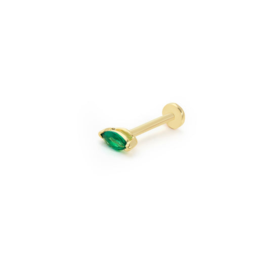 Marquise Emerald Threaded Piercing Earring