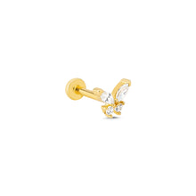 Load image into Gallery viewer, Butterfly Diamond / Solid Gold Threaded Piercing Earring