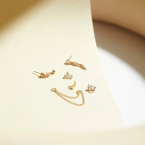 LENOX | Draped Chain and White Sapphire Piercing Top Earring