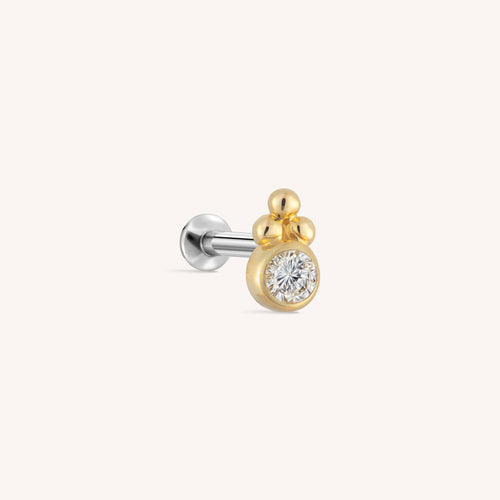 Trinity Ball Bezel Threaded Labret Earring