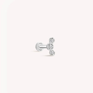 Trio Baby Bezel Diamond Threaded Labret Earring