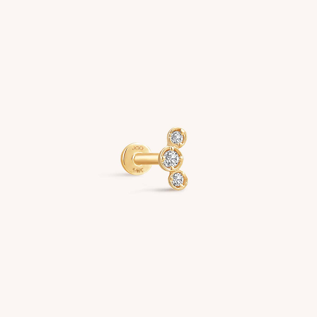 Trio Baby Bezel Diamond Threaded Labret Earring