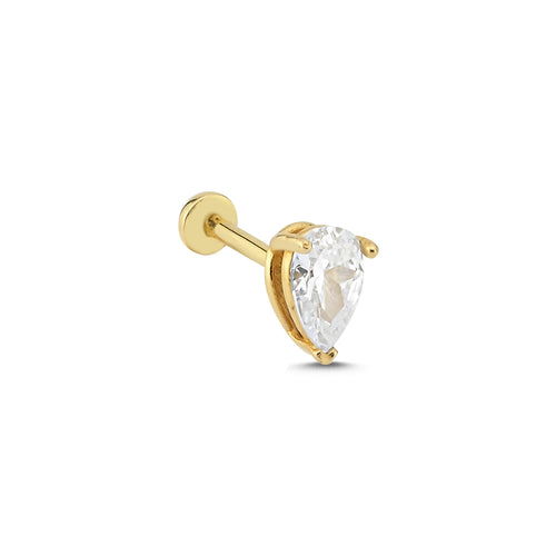 Brilliant pear Diamond Threaded Piercing Earring