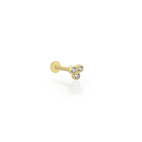 Tripple Diamond Piercing Earring