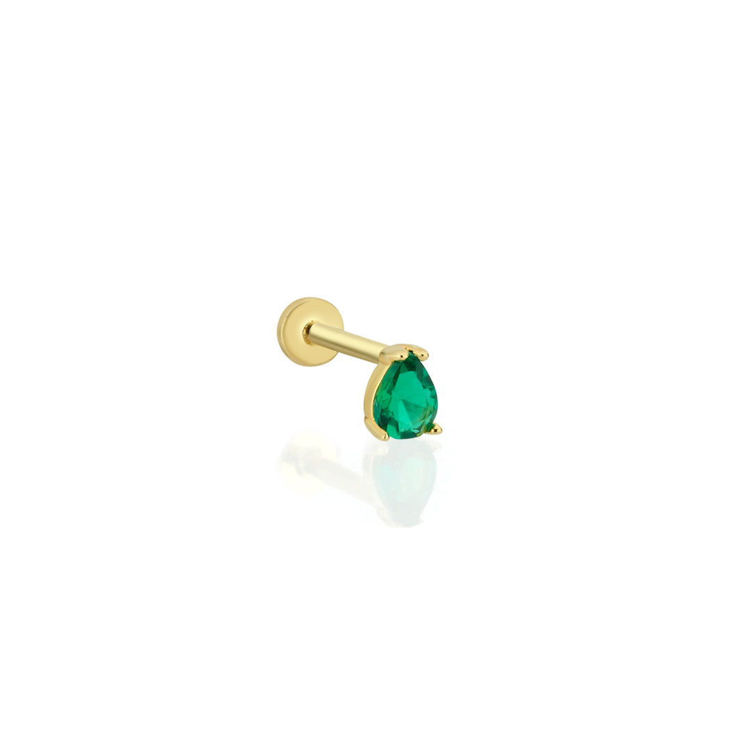 Emerald Droplet S Threaded Piercing Earring