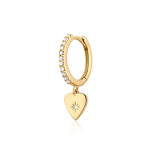 Load image into Gallery viewer, VICTORIA  |  Single Diamond Heart Hoop