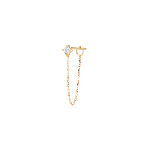 AVA  |  White Sapphire Chain Single Drop Earring Yg