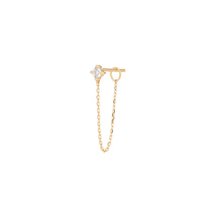 AVA  |  White Sapphire Chain Single Drop Earring Yg