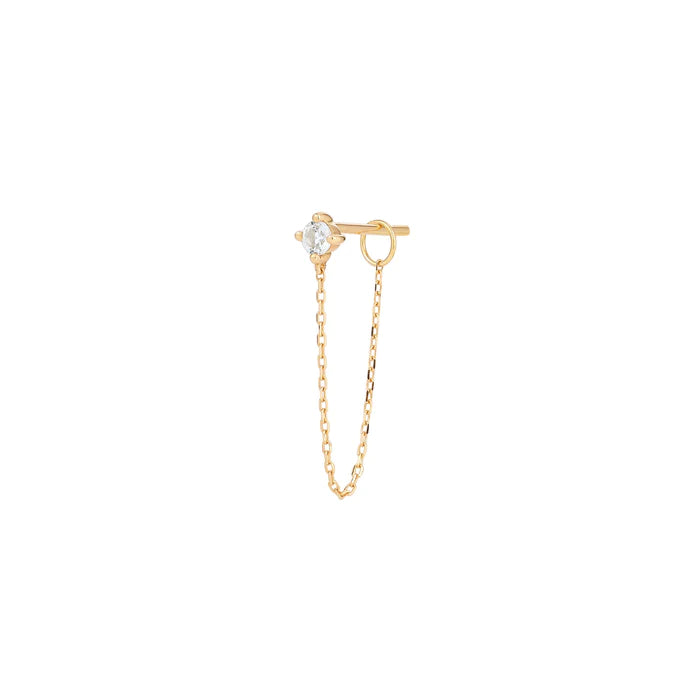 AVA  |  White Sapphire Chain Single Drop Earring Yg