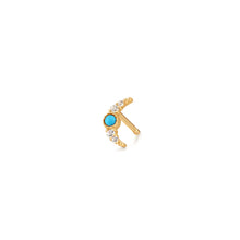 Load image into Gallery viewer, NORA  |  Turquoise &amp; White Sapphire Crescent Moon Single Earring