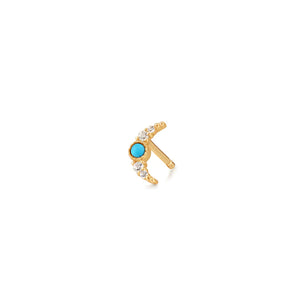 NORA  |  Turquoise & White Sapphire Crescent Moon Single Earring