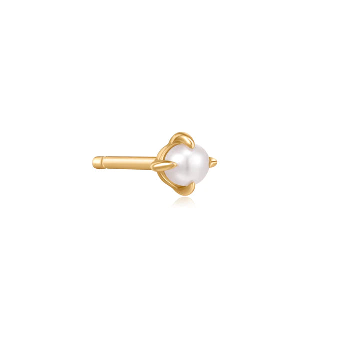 EVANGELINE  |  Single White Pearl Stud YG