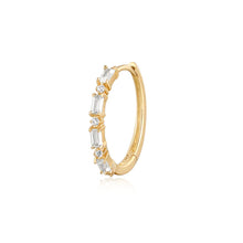 Load image into Gallery viewer, DELANEY | Baguette and Round White Sapphire Hoop