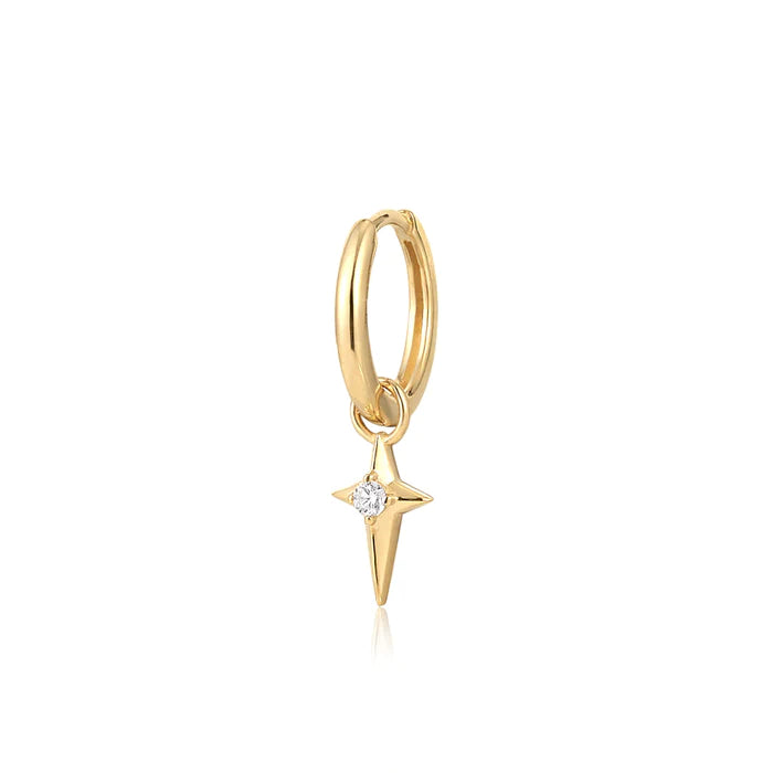 CARINA | Single Star Huggie Hoop Earring Yg