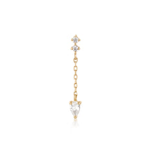 Load image into Gallery viewer, DEWDROP | Pear and Round White Sapphire Drop Piercing Earring Yg