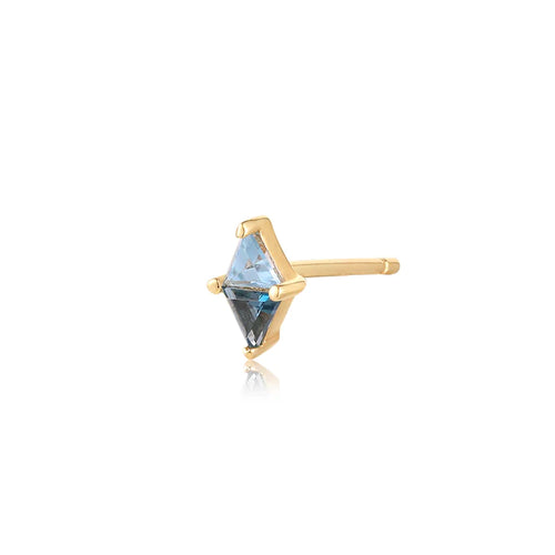 RAIN | Trillion-cut Blue Topaz Dual-tone Stud Yg