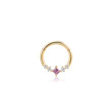 Load image into Gallery viewer, CHERIE | Amethyst and White Sapphire Clicker Hoop