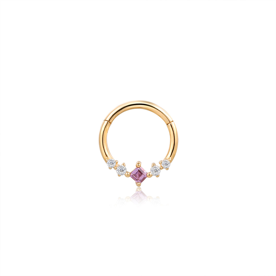 CHERIE | Amethyst and White Sapphire Clicker Hoop