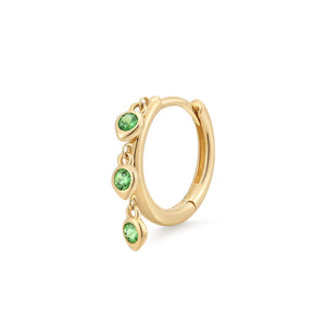 AURA | Dangling Tsavorite Huggie Hoop Yg