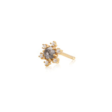 Load image into Gallery viewer, DARA | Grey Diamond and White Sapphire Starburst Stud YG