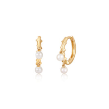 Load image into Gallery viewer, LORELEI | Huggie Hoops with Pearl Drops YG