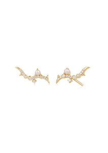 KAIA | Pearl and White Sapphire Climber Stud YG