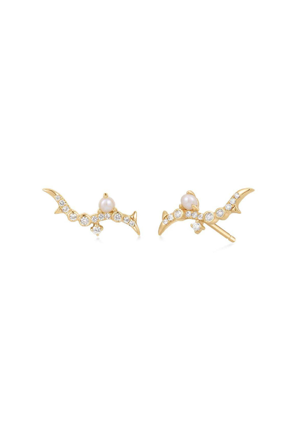 KAIA | Pearl and White Sapphire Climber Stud YG