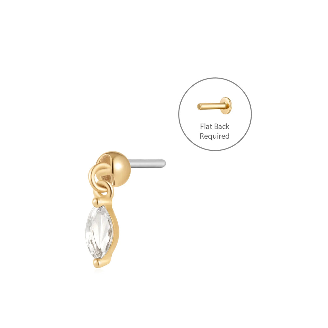 SASHA | White Sapphire Drop Piercing Top Earring