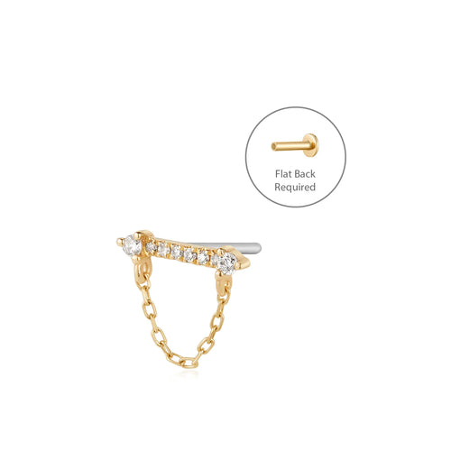 CHELSEA | Draped Chain and Diamond Bar Piercing Top Earring