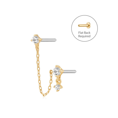 GRAMERCY | Dual White Sapphire Piercing Top Earring