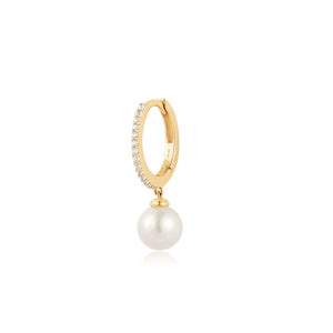 ISLA | Pearl and White Sapphire Huggie Hoop